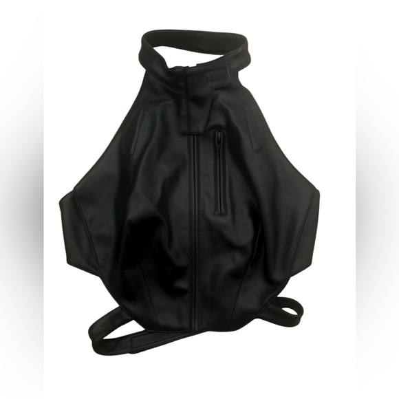 KHY- Faux Leather Open Back Top in Black - Picture 2 of 4